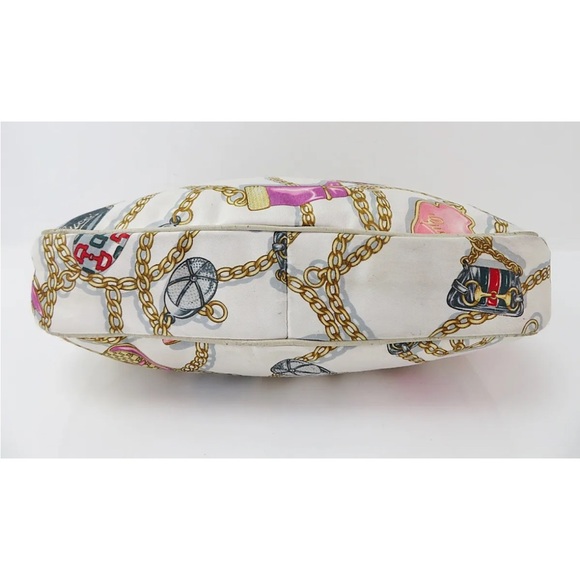 Gucci White Satin Charmy Chain Printed Hobo Bag. Authentic. - Picture 5 of 16